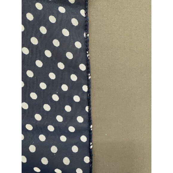 Vintage Navy Blue Polka Dot Square Scarf Satin Silk Feel Retro Accessory - Picture 3 of 4